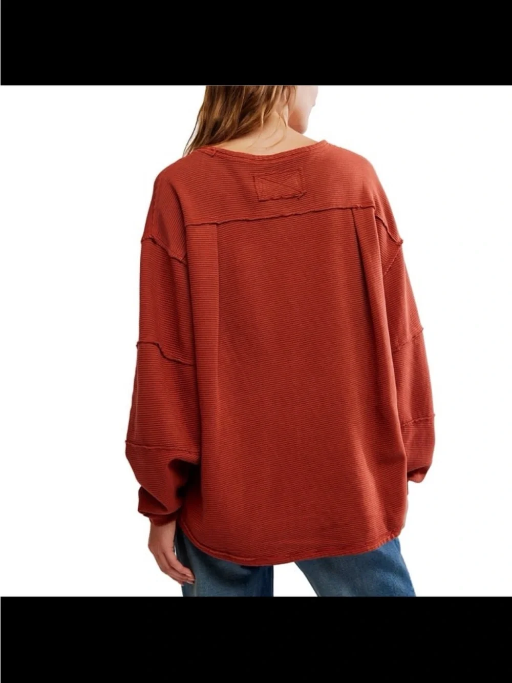 NWT free people women’s total eclipse ribbed dolmen long sleeve top rust XS